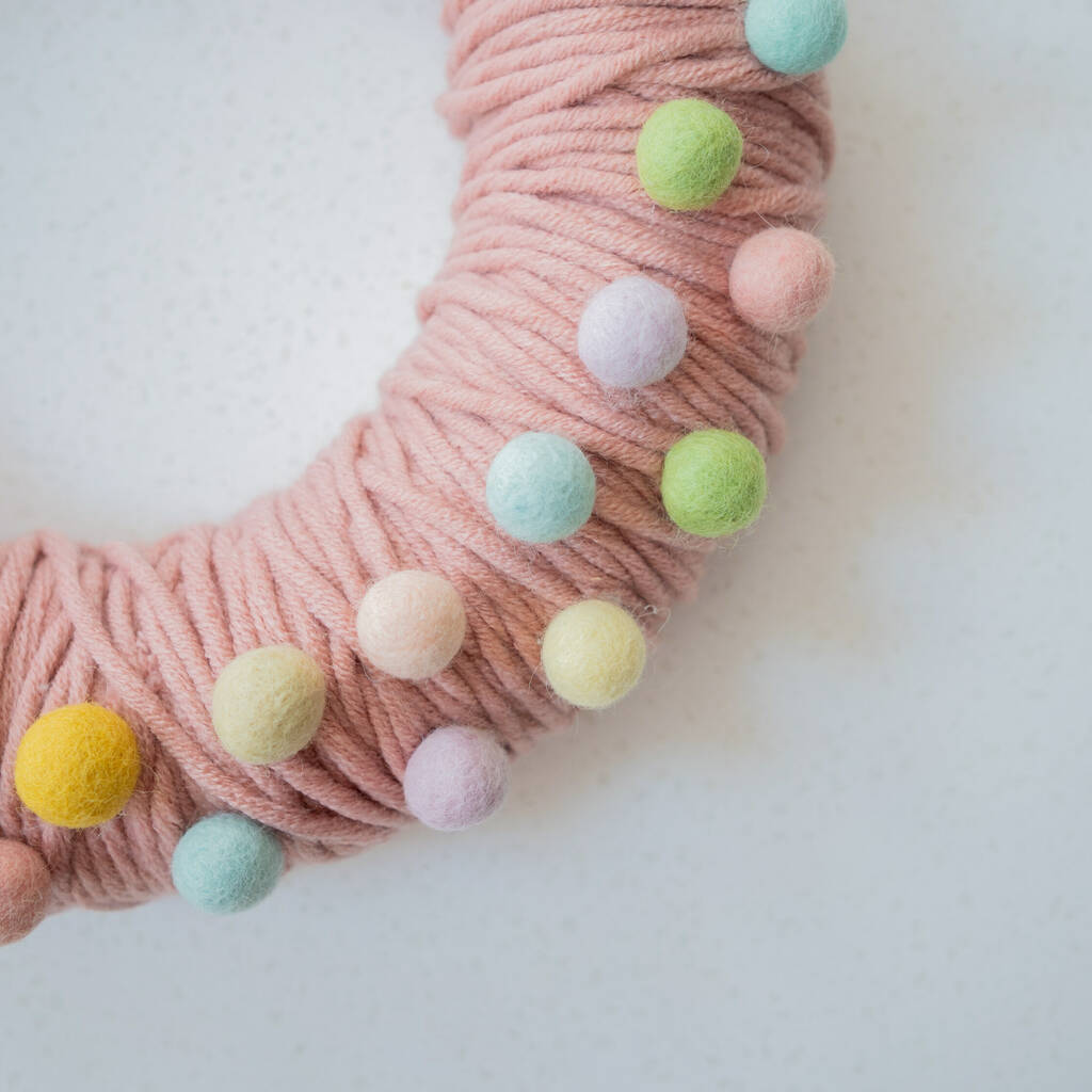Chunky Wool And Felt Ball Wreath By My Felting Heart