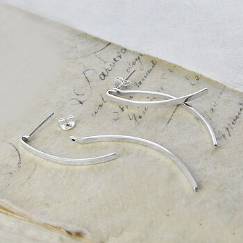 Curved Sterling Silver Two Way Ear Jacket Earrings, 4 of 5