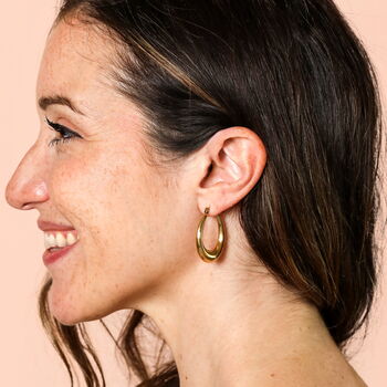 Stainless Steel Oval Hoop Earrings, 4 of 6