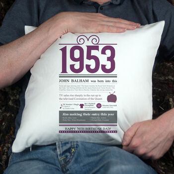 Personalised 70th Birthday Gift Cushion, 2 of 6