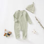 Tiny Alpaca Organic Cotton Baby Sleepsuit And Hat, thumbnail 4 of 9