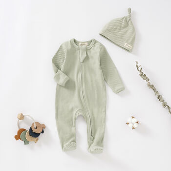 Tiny Alpaca Organic Cotton Baby Sleepsuit And Hat, 4 of 9