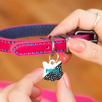 Personalised Cat Face White Spot Cat ID Tag, 3 of 12