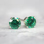 Teal Green Crystal Stud Earrings In Gold Or Silver, thumbnail 7 of 11