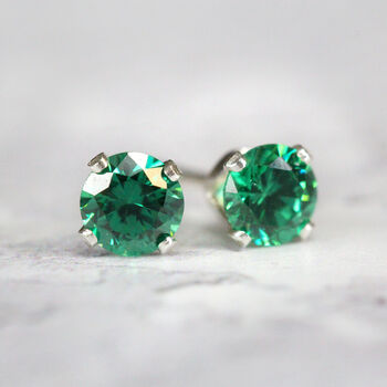 Teal Green Crystal Stud Earrings In Gold Or Silver, 7 of 11