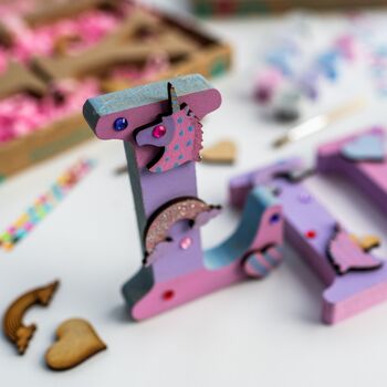 Personalised Paint Your Own Unicorn Wooden Name, 4 of 7