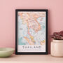 Framed And Personalised Thailand Map Print, thumbnail 1 of 4