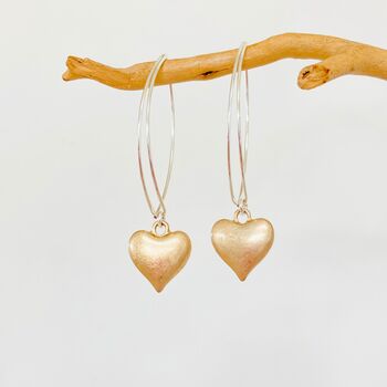 Large Hoop Gold Plated Heart Earrings, 4 of 6