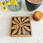 Oak Veneer Floral Coasters Set Of Four Home Gift, thumbnail 6 of 8