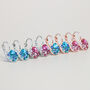 Blue Or Pink Crystal Circle Drop Earrings, thumbnail 3 of 3