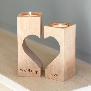 Personalised Wedding Anniversary Gift Candle Holder Set, 3 of 4