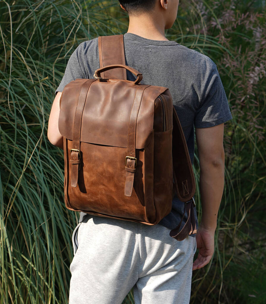 Genuine Leather Backpack In Worn Look By Eazo | notonthehighstreet.com