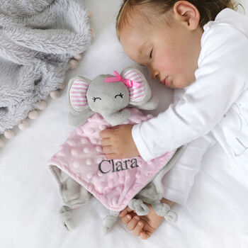 Personalised Pink Bobble Elephant Baby Comforter, 5 of 5