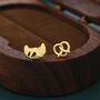 Sterling Silver Mismatched Croissant And Pretzel Heart Knot Earrings, thumbnail 5 of 10