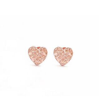 Rose Gold Vermeil Geometrical Heart Stud Earrings, 2 of 3