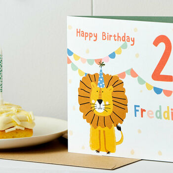Personalised Lion Birthday Card With Age, 3 of 3
