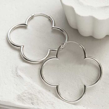 Sterling Silver Flower Hoops, 3 of 7