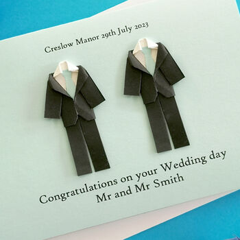 Personalised Mr And Mr Origami Wedding Card, 4 of 5
