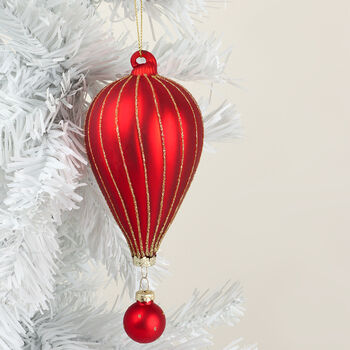 G Decor Glass Hot Air Balloon Hand Painted Christmas Bauble Red And Gold Hanging Tree Decoration Regular Price£Seven.99 Handpainted, 2 of 4