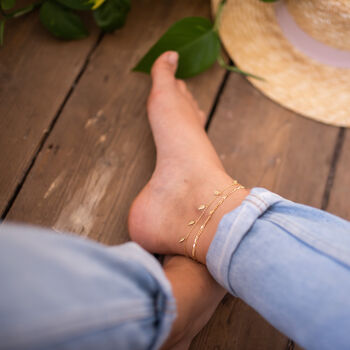 Delicate Gold 14 K Leaf Chain Anklet, 5 of 9