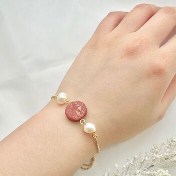 Clay And Freshwater Pearl Adjustable Handmade Bracelet, 5 of 10