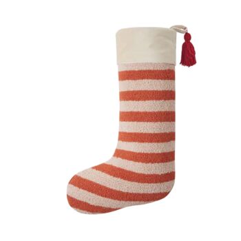 Personalised Orange Stripe Hook Christmas Stocking, 4 of 6