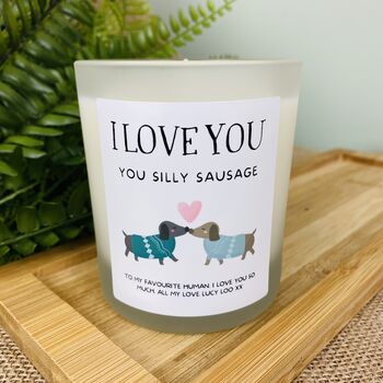 Personalised Silly Sausage Valentines Candle Gift, 3 of 11