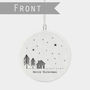 East Of India Flat Porcelain Bauble Merry Christmas Tree House, thumbnail 1 of 3