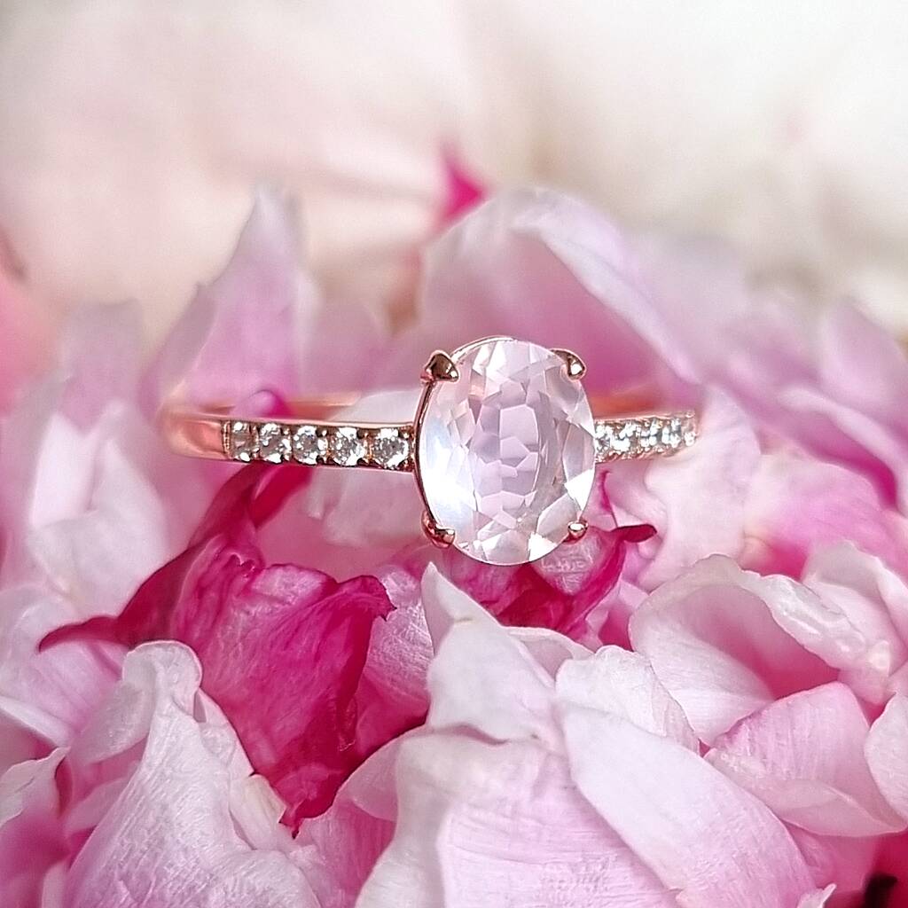 Rose Quartz Ring In Rose Gold Vermeil And Silver By Vianne Jewellery