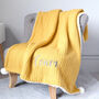 Personalised Knitted Mustard Baby Blanket, thumbnail 3 of 6