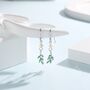 Green Cz Leaf Charm Drop Hook Earrings, thumbnail 1 of 10