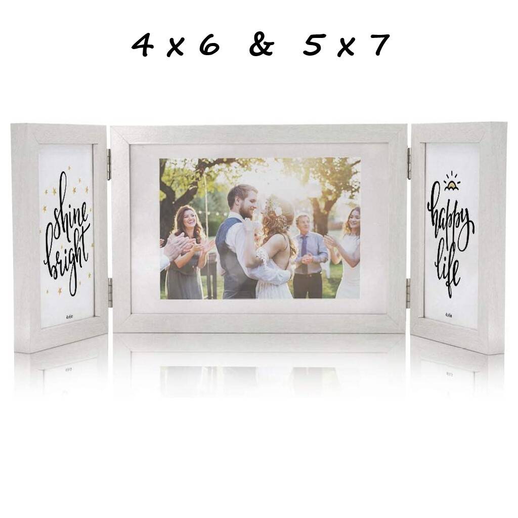 White Triple Picture Frames With 360° Folding Hinge By Momentum