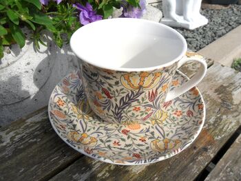 Large Cup And Saucer In William Morris Flora Design, 2 of 8