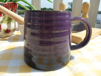 Set Of Four Reactive Glaze Brûlée Mugs In Black And Deep Purple, 8 of 8