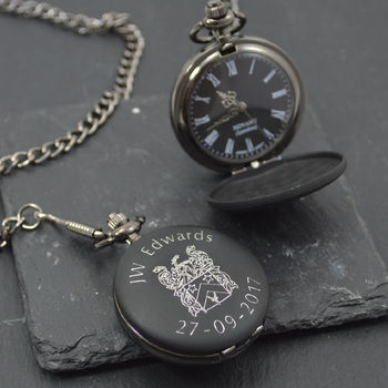 Engraved Family Crest Pocket Watch, 2 of 3