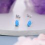 Genuine Blue Turquoise Oval Stud Earrings, thumbnail 6 of 11
