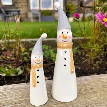 Ceramic Snowman With Tall Hats Pair, 4 of 5