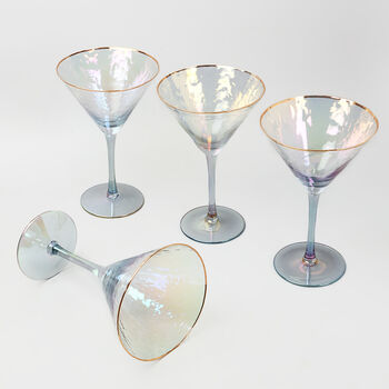 G Decor Set Of Four Grey Hammered Martini Glasses, 3 of 6