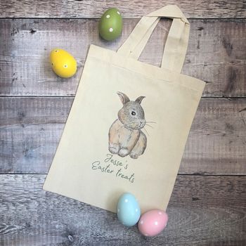 Personalised Watercolour Bunny Easter Hunt Bag, 2 of 4