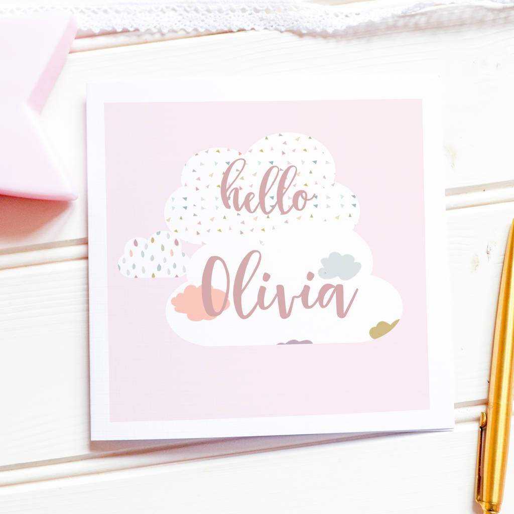 Personalised New Baby Girl Card 'Scandi' By Peach Tea Studio