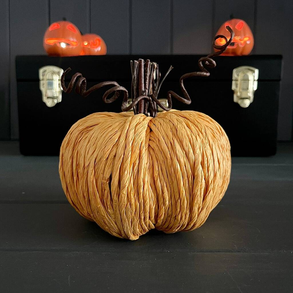 Handmade Straw Pumpkin With Decorative Stalk By Nest ...