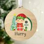Personalised Elf Round Wooden Decoration, thumbnail 5 of 5