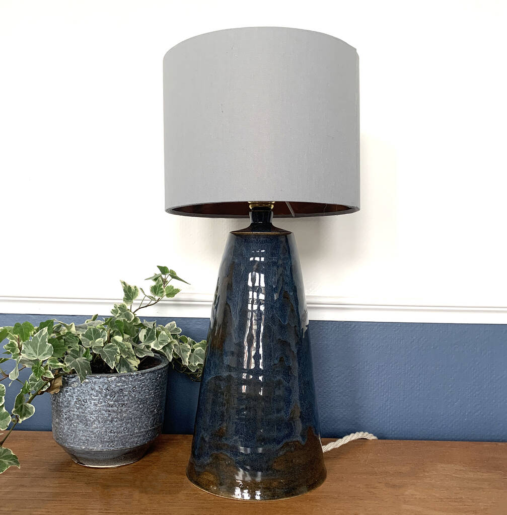 Conical Blue Bespoke Ceramic Table Lamp Base By Bymarie