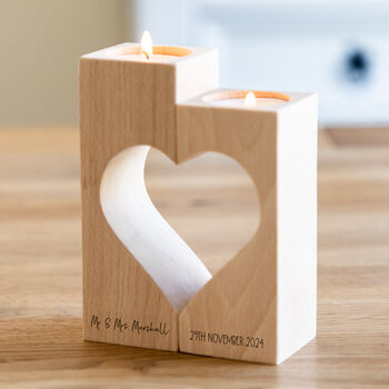 Personalised Wedding Anniversary Gift Candle Holder Set, 8 of 11