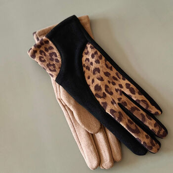 Leopard Suede Stretchy Fabric Applique Gloves, 10 of 12