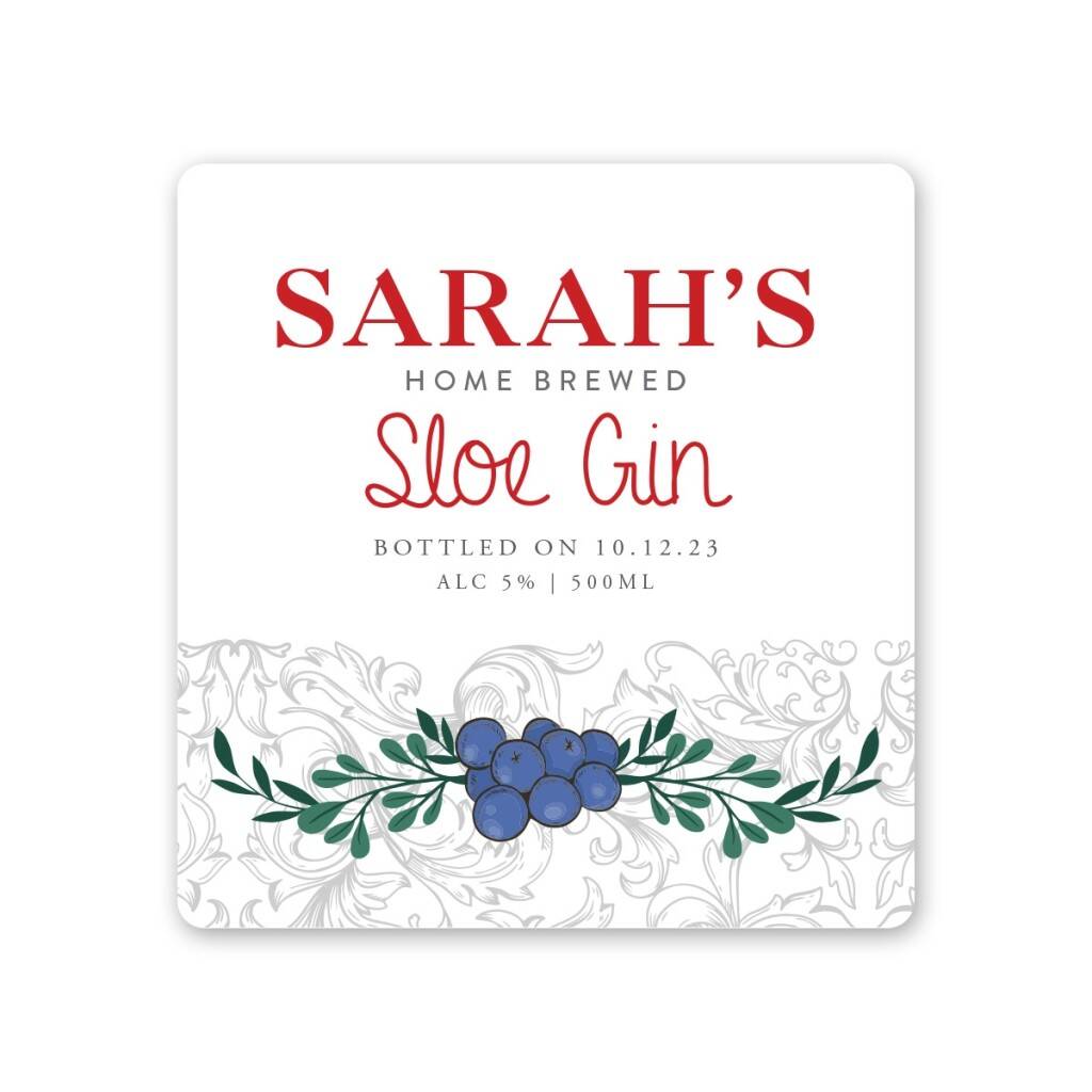 Personalised Sloe Gin Label Four Pack By Able Labels