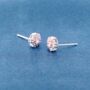 Pink Zircon Stone Heart Stud Earrings, Minimalistic Studs, thumbnail 3 of 7