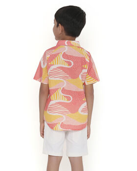 Candy Escape Printed Cotton Shirt, Pink And Yellow, 4 of 11