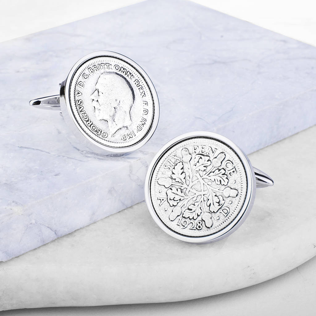 THOUGHTFUL GIFT SILVER SIXPENCE COINS IN CUFFLINKS YEARS 1928-1967 AVAILABLE  w7 