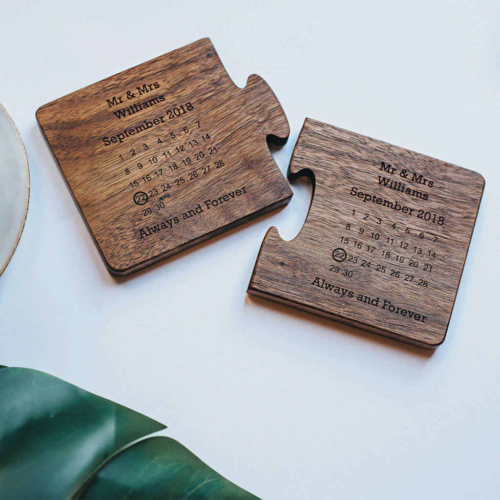 personalised wedding gift coaster set by create gift love